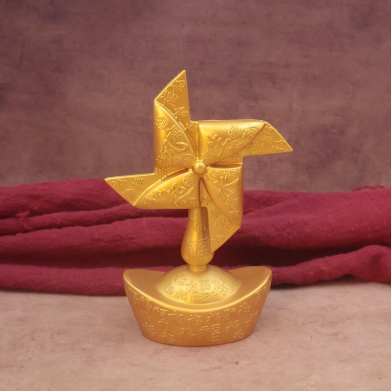 Mini Ingot Windmill Tree Metal Ornament Home Living Room Tabletop Decor Rotatable Gold Money Tree Figurine for Home Decoration