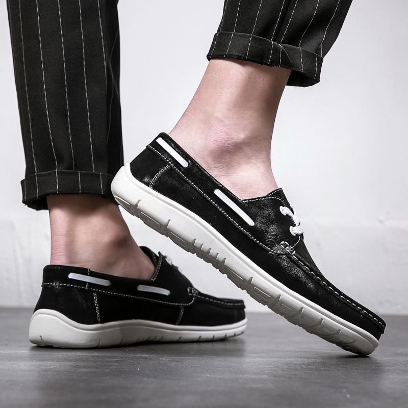 Spring Autumn Brand Mens Genuine Leather Shoes Flat Soft Mens Casual Shoes Fashion Male Footwear Black Brown