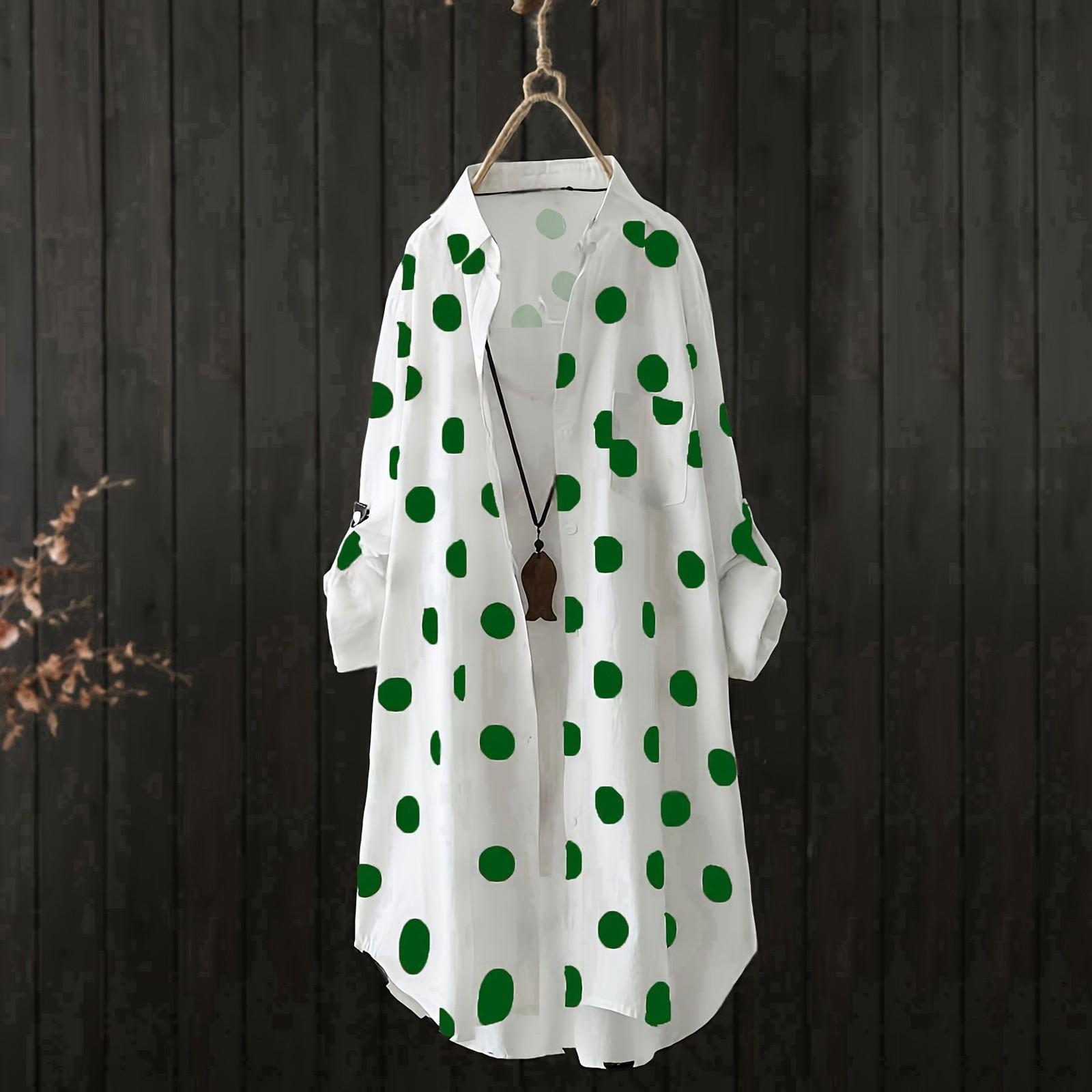 

Long Sleeve Shirts For Women Tees Blouses Casual Basic Tops Button Down Shirt Casual Long Sleeve Blouse Top XL зелёный