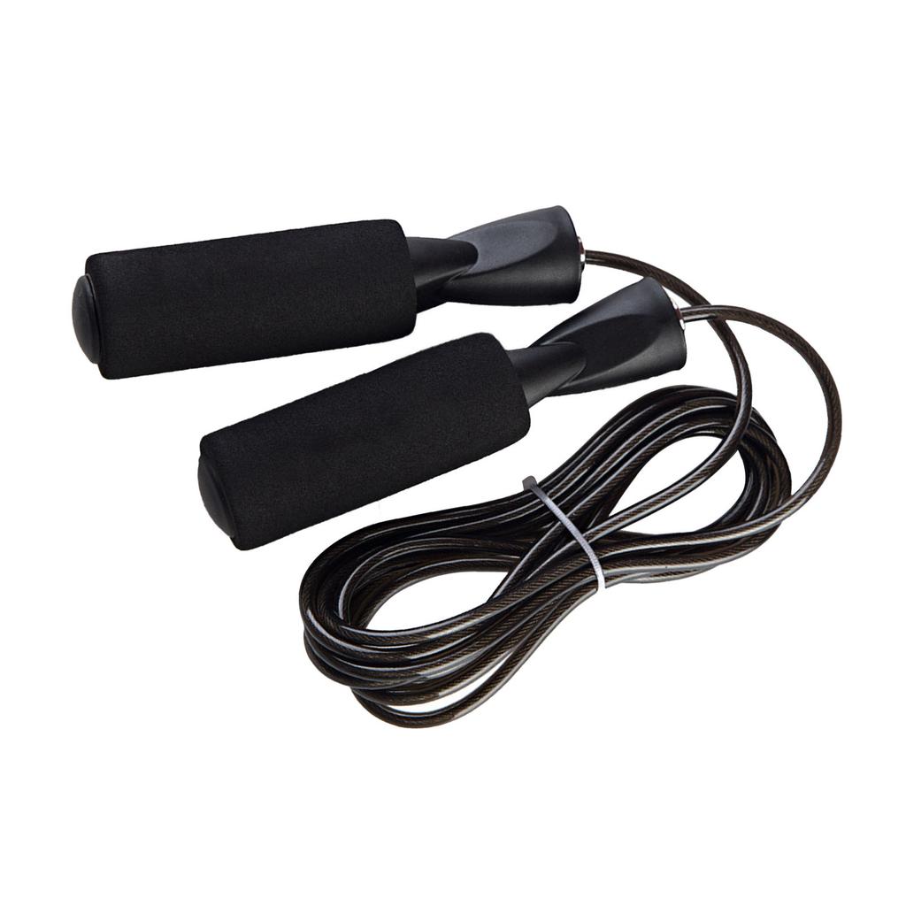 Skipping Rope Length Adjust Foam Handle Prevent Slip Steel Wire Exercise Speed Rope for Outdoor Black