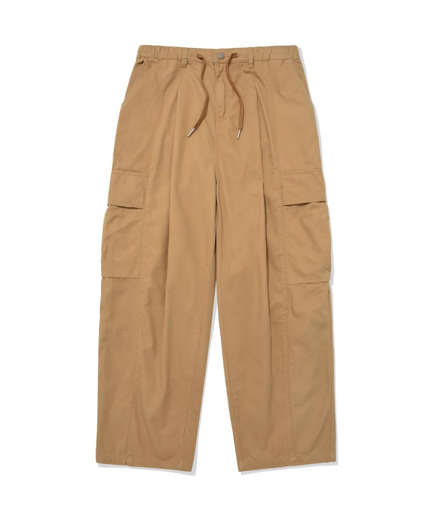 AOTT Single-Pleat Wide Cargo Pants Beige