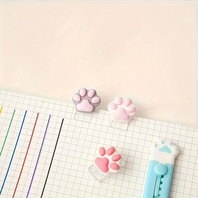 4 Pieces Per Set Mini Cartoon Cat Paw Fixing Clip File Clip Diary Folder Student Stationery and Office Supplies