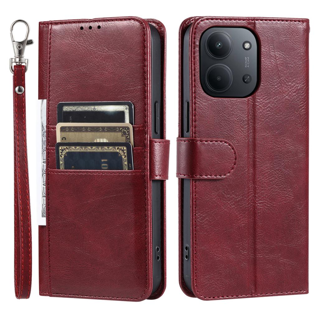 Für Xiaomi Redmi 15C 4G (EU) (173 mm) Hülle 6 Kartenfächer PU-Leder Sturzsichere Handyhülle mit Handschlaufe