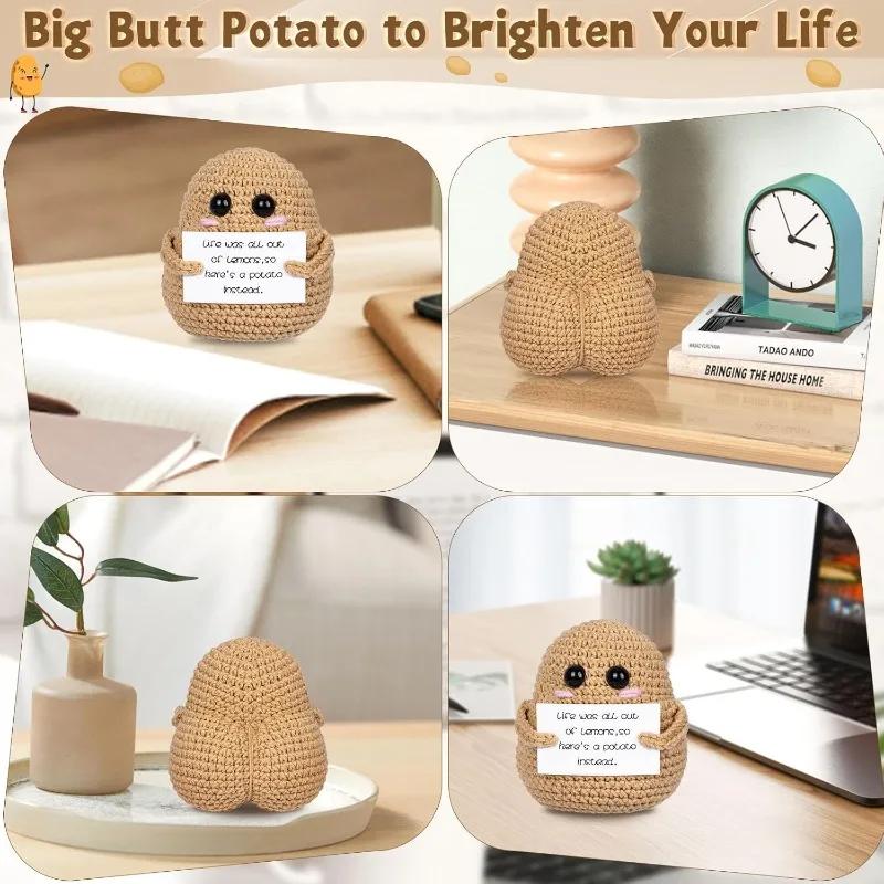 Funny Knit Potato Doll Positive Energy Gift Handmade Jumbo Booty Design Cozy Home Decor Christmas Ornament Room Warming Present