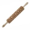 Moodforwood Wooden Rolling Pin, Engraved, 43 Cm with Handles, Ideal for Baking - Paradise Pattern
