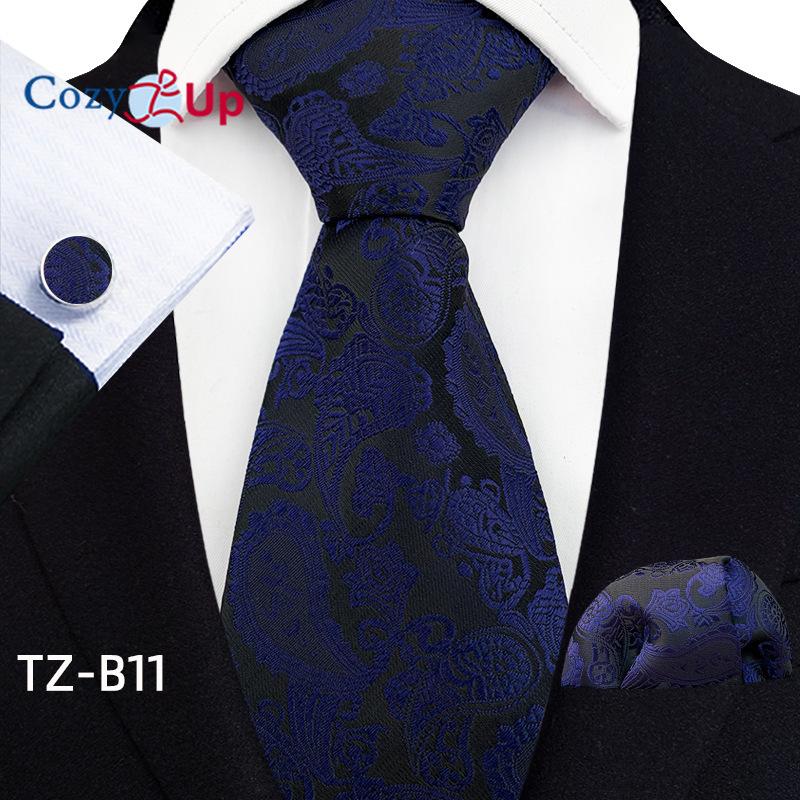 Cozy Up Three-piece Set Paisley Fashion Business Men's Tie Includes Tie Cufflinks Handkerchief