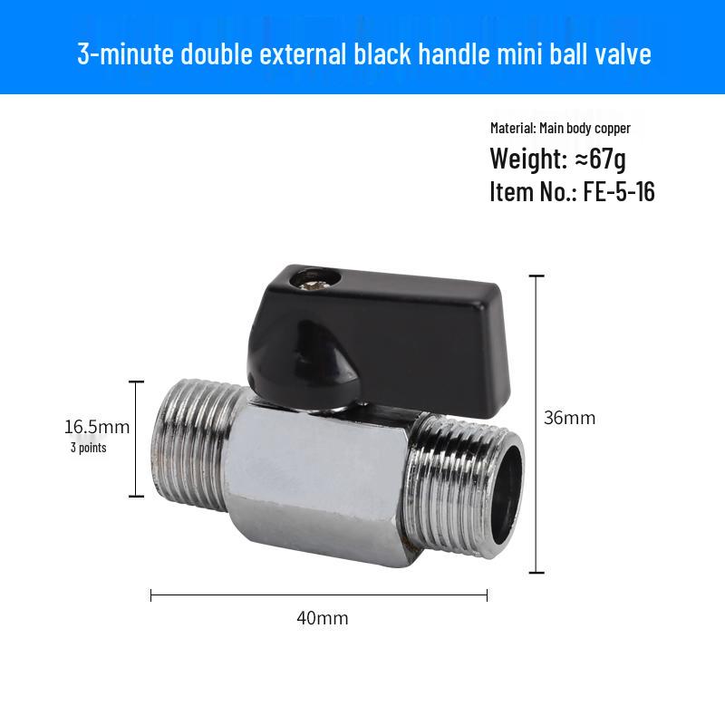Super Short Mini Brass Ball Valve, 1/8" - 1/2" Thickened Male & Female Valve Switch