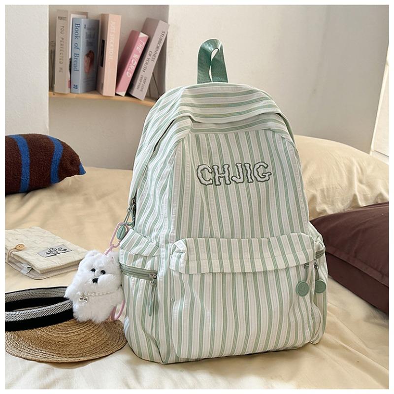 School Bag High Value New Fresh and Sweet Striped Backpack Junior High School Students Lightweight Large Capacity Backpack