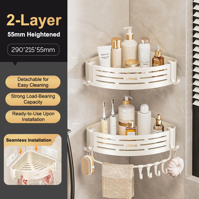 Corner Shower Shelf with Suction Cups 1-Pack Stainless Steel No-Drill Anti-Rust for Easy Bathroom Organization