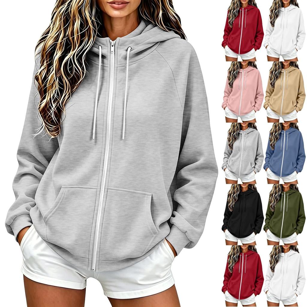 Women's Casual Long Sleeve Hooded Jacket for Everyday Wear