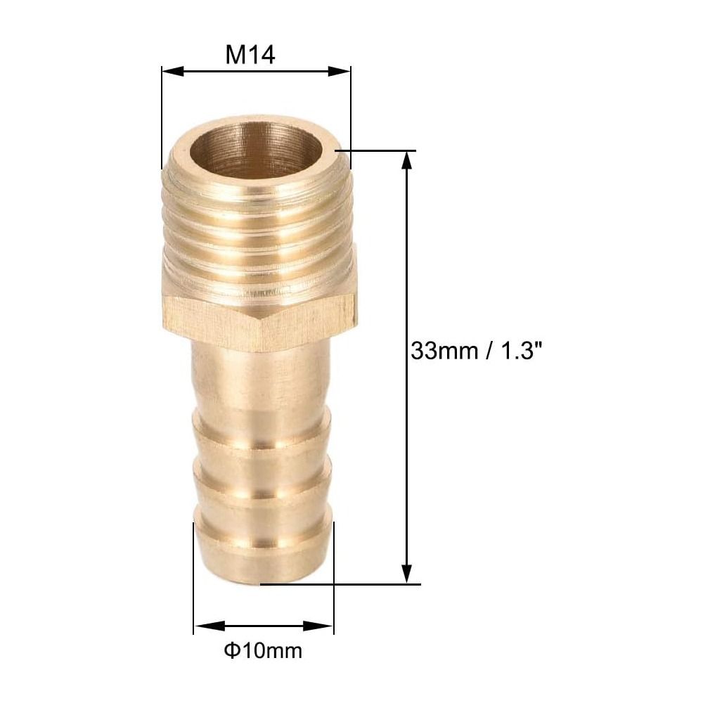 2 Stück Messing-Schlauchverschraubungen mit Widerhaken, metrischer Stecker auf Widerhaken für Luft, Wasser, Kraftstoff, Öl und Inertgase
