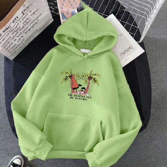 Women's Black Hooded Hoodie for Autumn Winter Plush Oversized Pattern Print Long Sleeve Pullover Sweatshirt