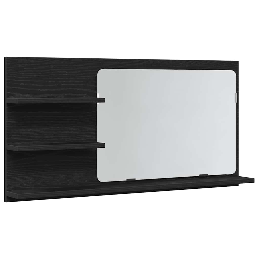 Bathroom Mirror Cabinet Black Oak 90 X 11 X 45 Cm Wood Based Panel