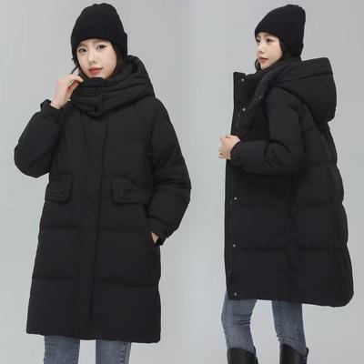 Winter Locker Mode Übergröße Verdickter Baumwollmantel Damen Lange Länge Reine Farbe Jacke