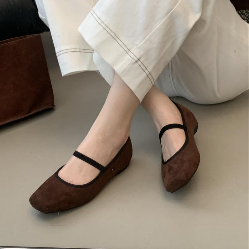 Fashion SUOJIALUN 2025 Autumn New Brand Women Flat Shoes Fashion Square Toe Shallow Slip On Mary Jane Shoes Soft Flat Heel Boat Shoes