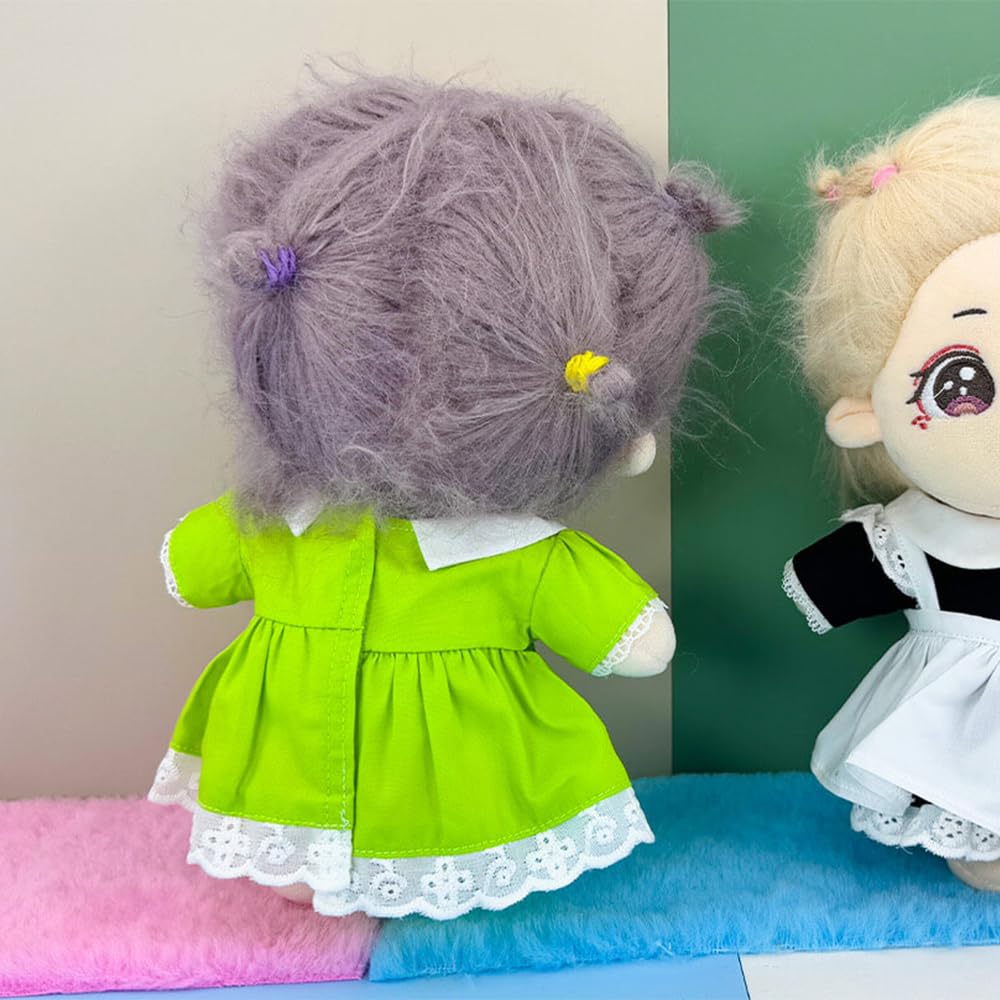 niannyyhouse 20cm Plush Maid Outfit Cotton Doll Accessories Clothes, 3-Piece Set, Headwear, Dress, Apron, Clothes, Dress-Up (Blue)