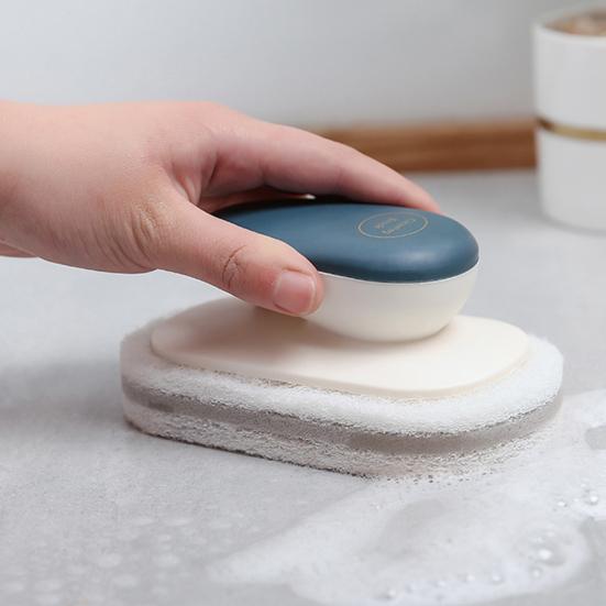 Pot Brush Ergonomic Handle Detachable Sponge Head Oil Stain Removal Stubborn Dirt Cleaning Brush Bathroom Cleaning Tool