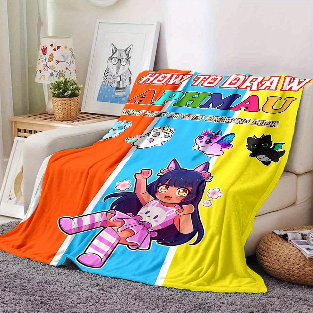 1pc Draw Aphmau Bing Digital Printed Flannel Blanket, Super Soft Plush Fleece Bed Cover, Multipurpose Four Seasons Hypoallergenic Quilt for