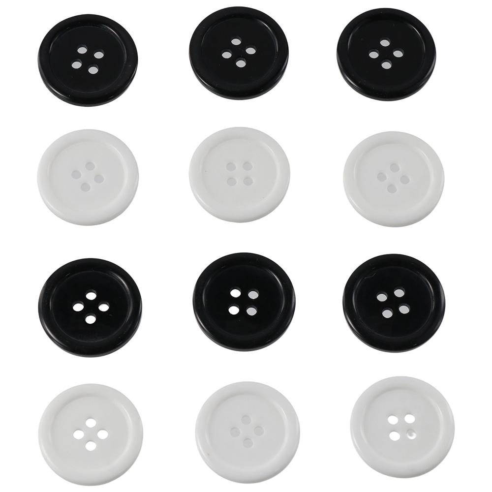 160 PCS DIY Craft Projects Resin Buttons 5 Sizes 4-Hole Black Buttons Blcak,White Resin Button Holiday Decoration