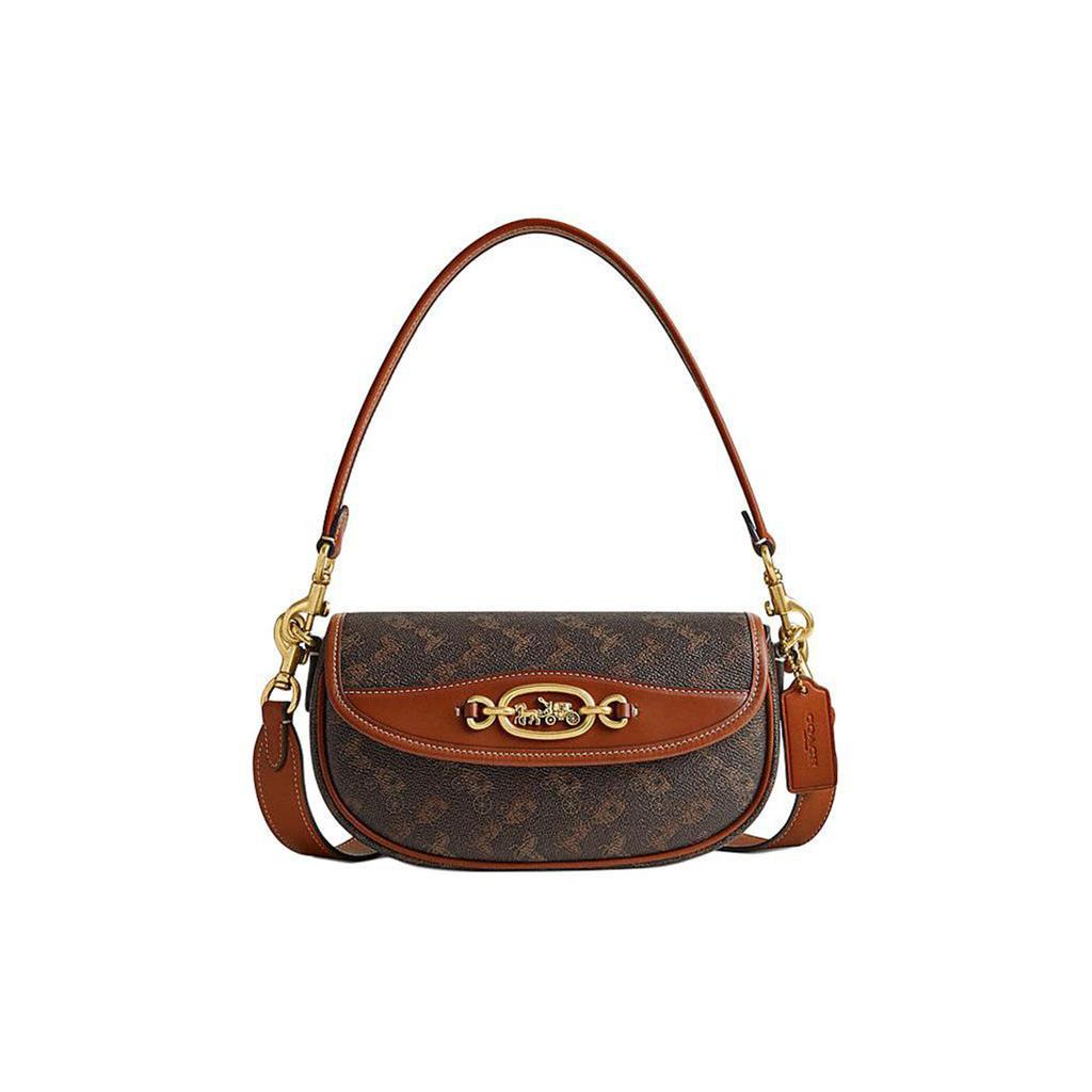 Coach Harley 23 Horse And Carriage Logo Classic Canvas And Leather Crossbody Bag Medium Women crossbody bag Brown Tan CR511-B4TXN