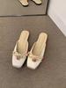 Fashion Hot Selling 2025 New Summer Square Toe Women Mules Slippers Fashion Slip On Slides Shoes Ladies Elegant Flats Sandalias Shoes