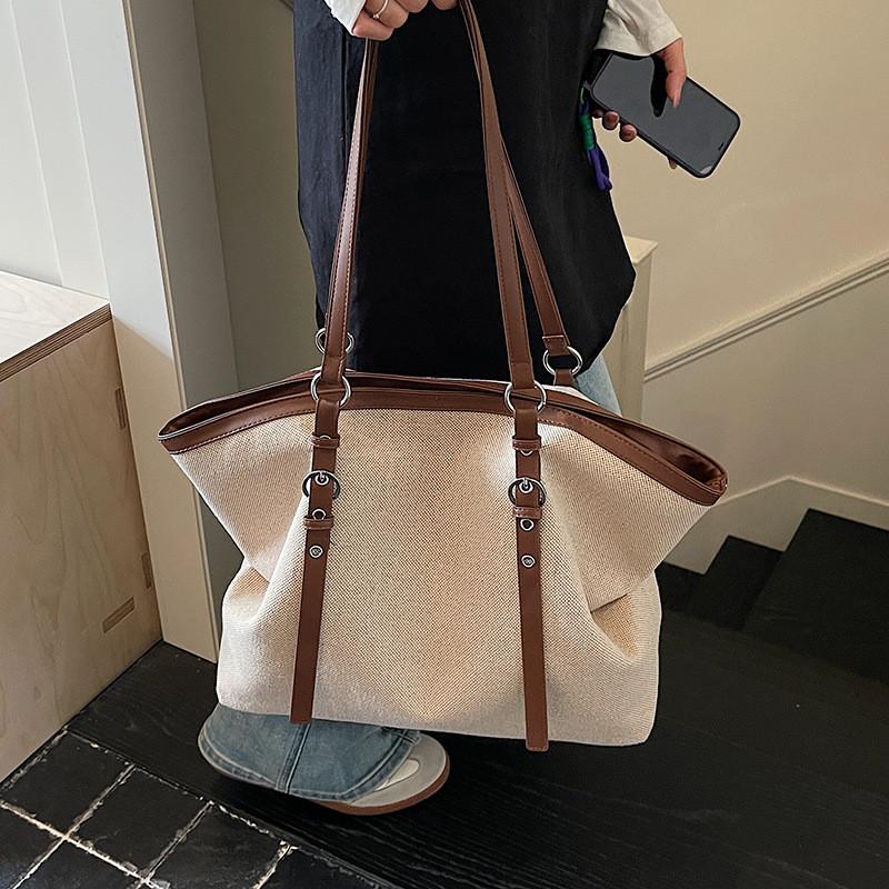 IELGY Casual Large-Capacity Canvas Bag Lightweight All-Match Commuter Shoulder Simple Portable Tote Bag