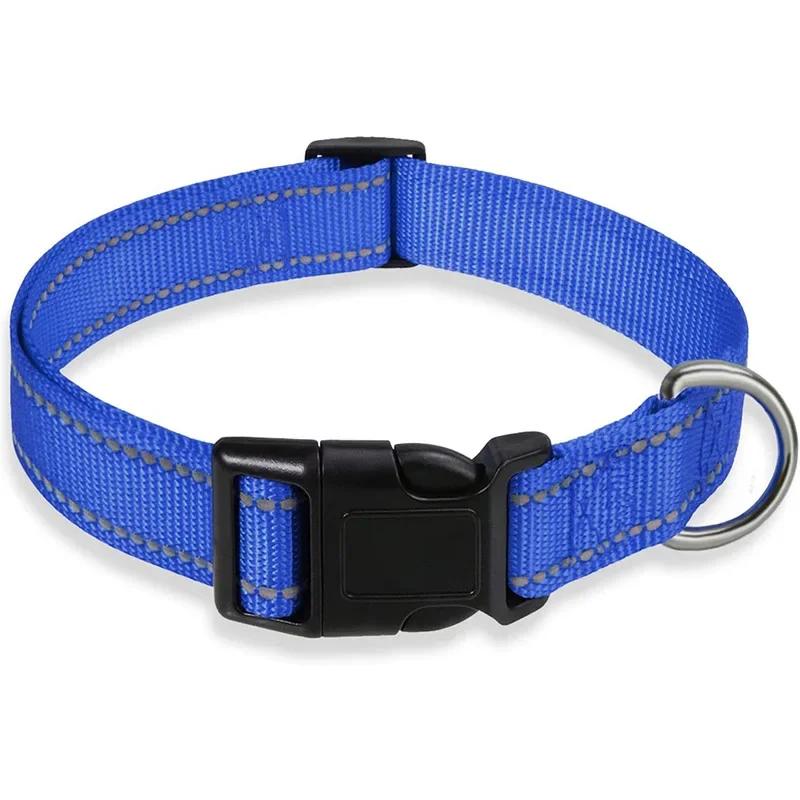 Adjustable Reflective Dog Collar Nylon Safety Pet Traction Rope Strap for Small To Medium-Sized Pets