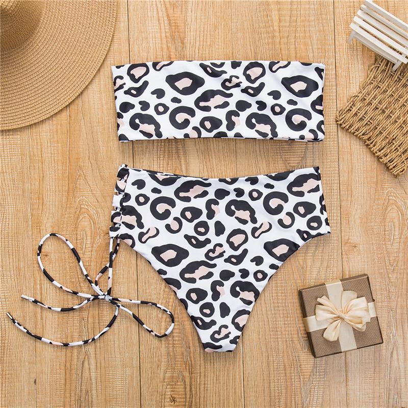 White Push Up Swimsuit Summer Beach Bikini Set High Waist Solid Swimming Suit Women Swimwear Leopard Print Bathing Suits