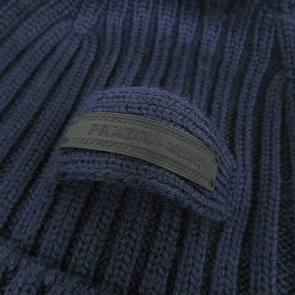 Prada Cappellino UMD188 Wool F.5 Unisex Knit Hat, 100% Virgin Wool, Size M, Blue, Outlet [Parallel Import]