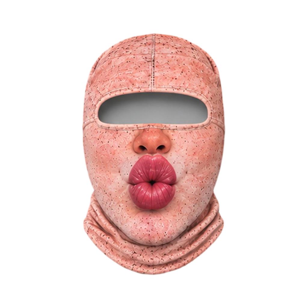 Novelty Old Man Ski, Funny Realistic 3D Full Face Print Winter Hat, Sunglasses Not Included