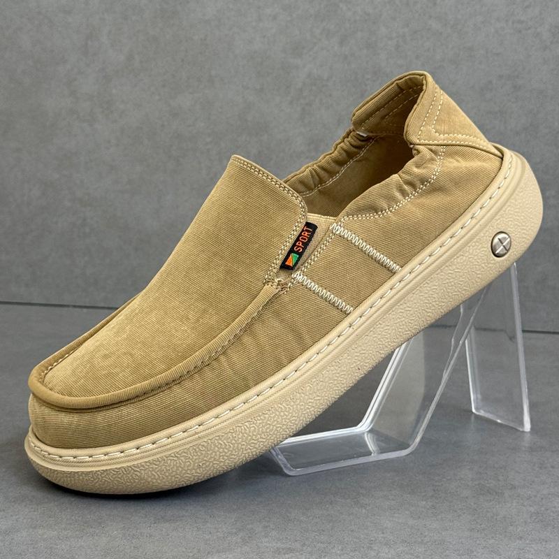 Men's Summer Shoes Lightweight Thick Sole Breathable Canvas Slip-On Casual Comfortable Soft