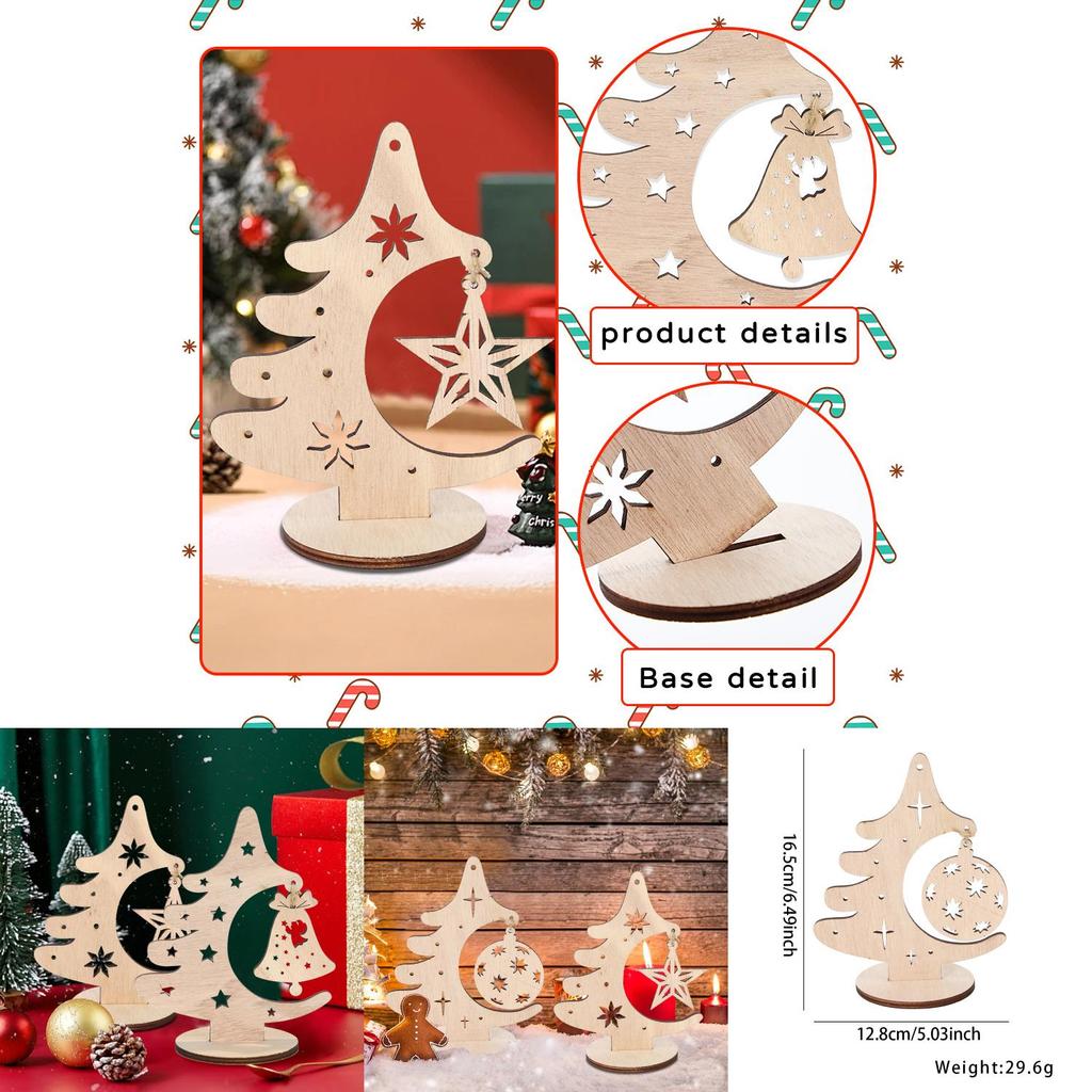 Elegant Diy Christmas Ornaments Festive Wooden Tree Pendant For Holiday Table Display