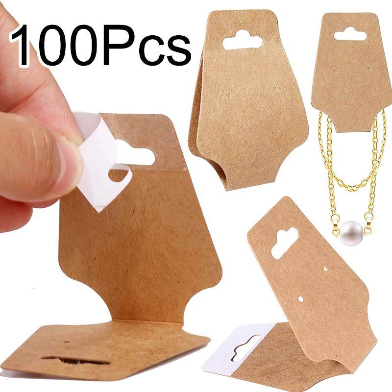100Pcs/Pack Necklace Display Merchandise Price Blank Jewelry Card Rectangular Packaging Card DIY Paper Price Label Tags Earrings