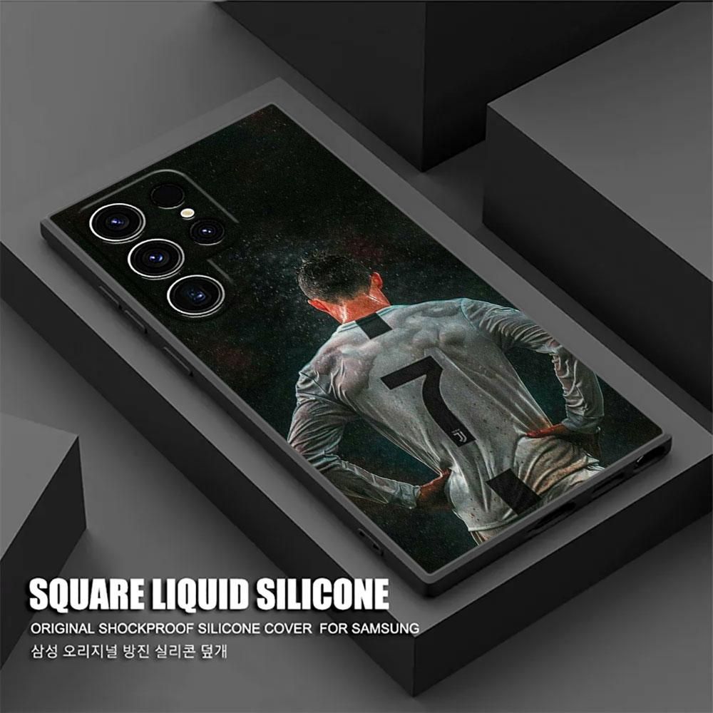 C-R-7 Dark Football S26Ultra Silicone Case For Samsung Galaxy S26 S25 S24 S23 S20 S21 FE S22 Ultra Plus 5G Case Soft Phone Cover