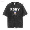 NYC Fire T Shirt Vintage Blue large department New York City Y2k long or short sleeves vintage Washed streetwear Stylish