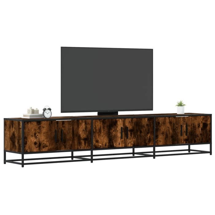 VidaXL Meuble TV chêne fumé 210x35x41 cm bois d'ingénierie, support TV, buffet TV, meuble multimédia, banc TV, meuble hifi, 3300792