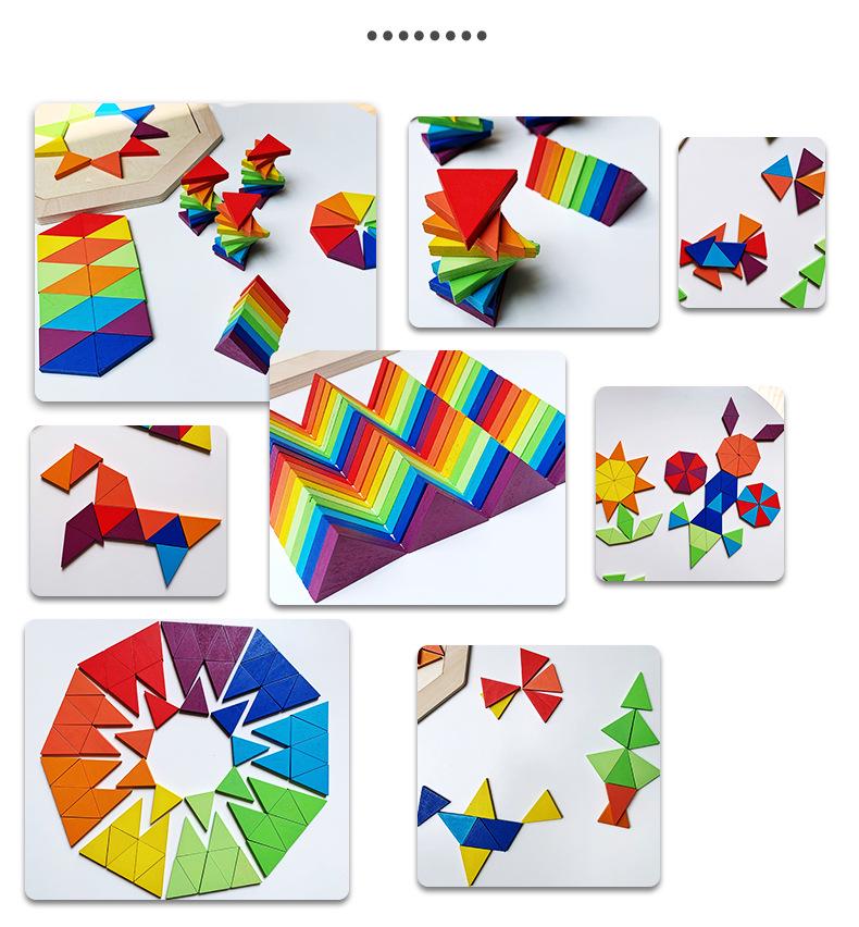 Rainbow Geometric Shape Blocks Puzzle for Early Learning