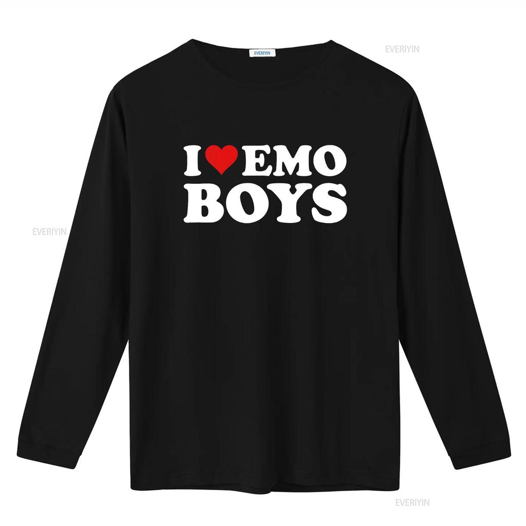 I Love Emo Boys T Shirt vintage Washed Stretched fashion Comfortable Unisex Soft designer clothes Breathable streetwear Stylish