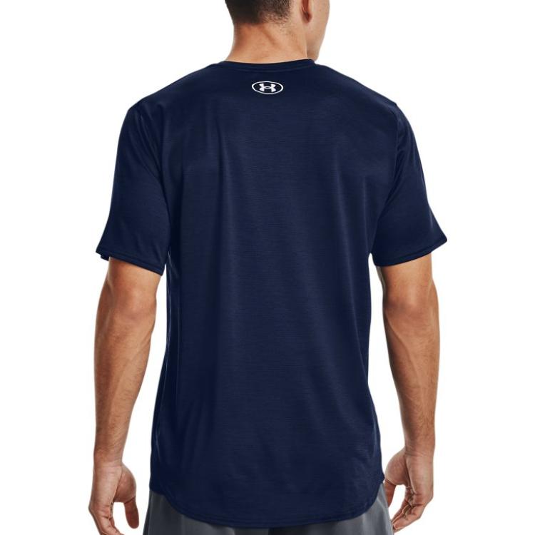 Under Armour Casual Sport Large Letter Logo Training T-Shirt Men Tops Navy-Blue 1370367-408