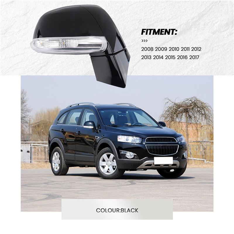 NEW-For  Captiva 2008-2017 1 Pair Black 6-Pin Side Mirror Assembly 96818101 96818102 LED Lamp+ Heated Rear View Mirror