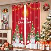 2pcs Merry Christmas Snowman Print Red Blackout Curtains Multiple Sizes Living Room Insulation Easy Install Machine Washable