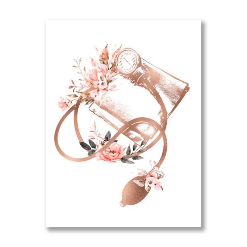 Heart Stethoscope EKG Flower Medical Posters and Prints Cardiologist Office Wall Art Pictures Canvas Painting Decor Doctor Gift