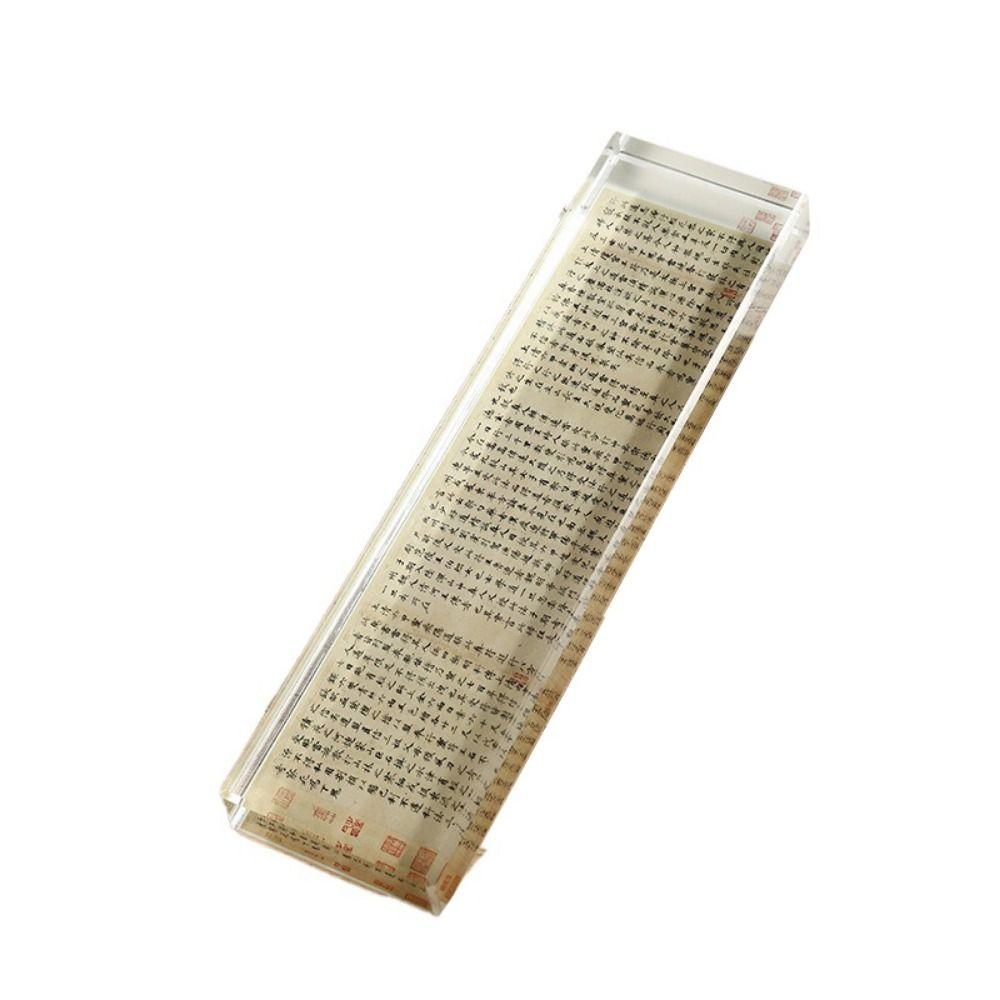 Pressing Paper Flat Clear Crystal Paperweight Rectangle Crystal Weight Ruler  Calligraphy Supply