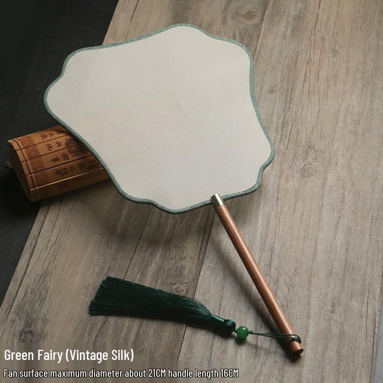 Vintage Silk Hand-Painted Gongbi Fan - Classic Chinese Round Palace Design