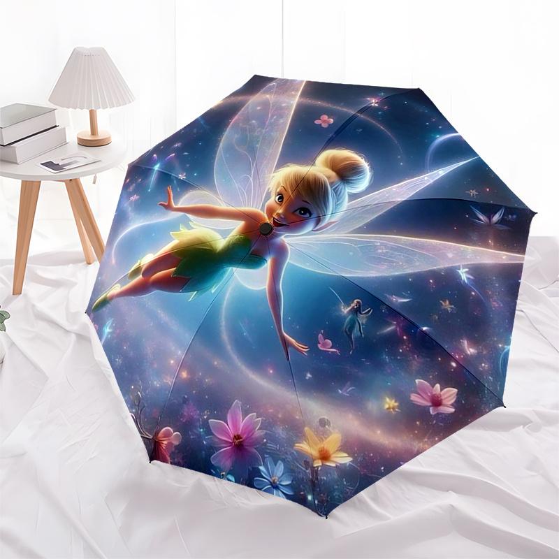 Tinker bell Themed Travel Umbrella-8 Ribs Automatic Opening and Closing, Portable Folding Design, Compact and Stylish Umbrella