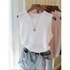 High-end knitted sweater sleeveless T-shirt women's summer slim-fitting and thin celebrity temperament versatile top trend