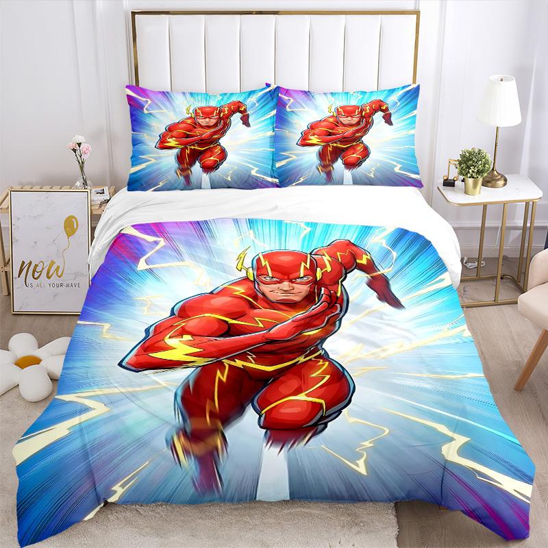 3pcs Flash Superhero Cover Set,Soft Comfortable Duvet Cover,Guest Room (1*Duvet Cover + 2*Pillowcases, Without Core) yy251024141