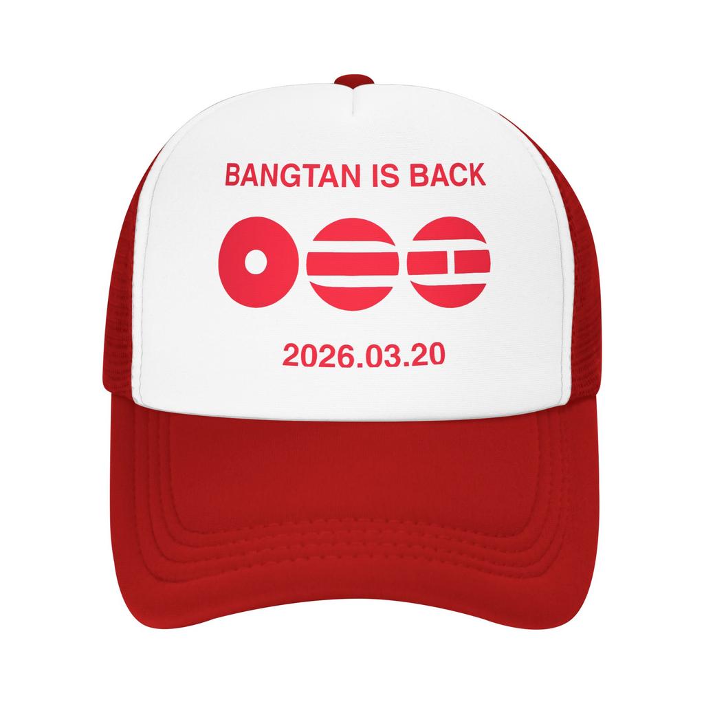 Arirang tour 2026 KPOP Merch Foam Mesh Trucker Hat Unisex Breathable Meshback Snapback Cap Trendy Adjustbale