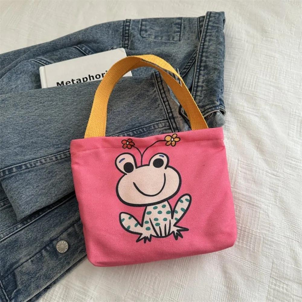 Süße Mini-Canvas-Tasche Koreanischer Stil Tragbare Damen-Handtasche Lunchtasche Cartoon Geldbeutel Kopfhörer-Aufbewahrungstaschen Lunchtasche