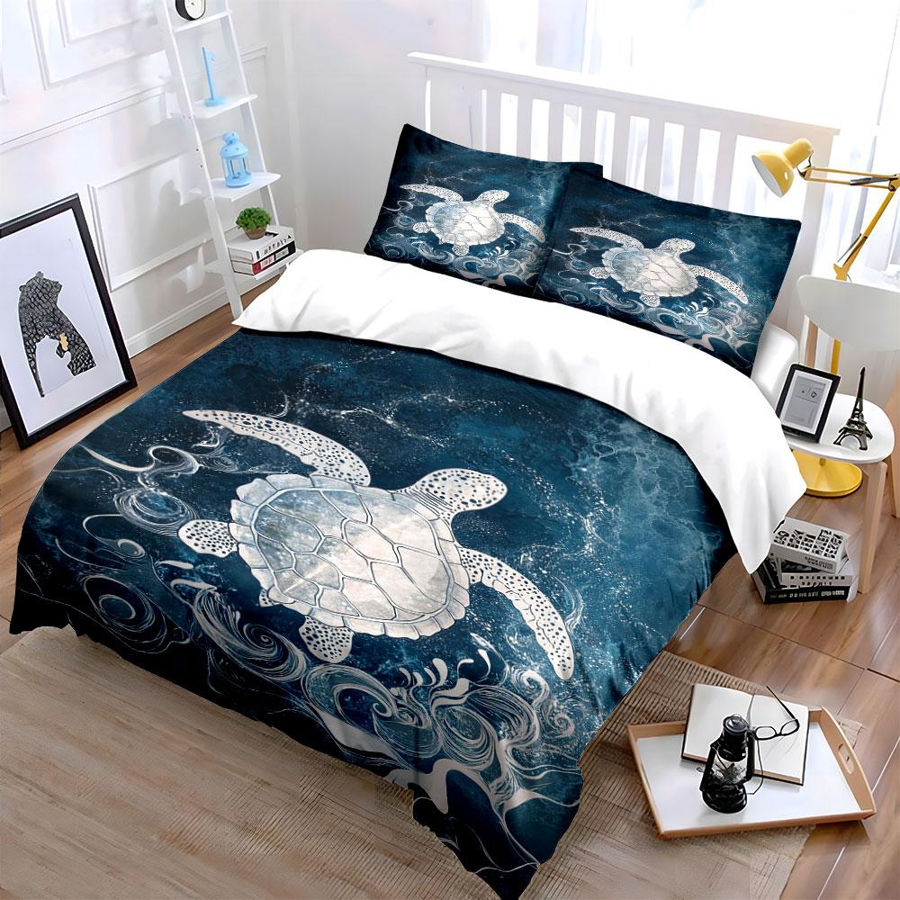 Sea turtle with waves. Bedding sets Duvet cover sets Duvet covers Pillowcases(1 * Duvet Cover 2 * Pillowcases without duvet insert)